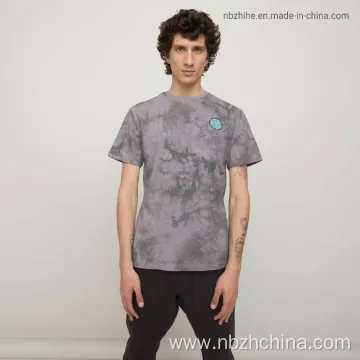 Mens Casual Tie Dye Printed Crew Neck T-Shirt